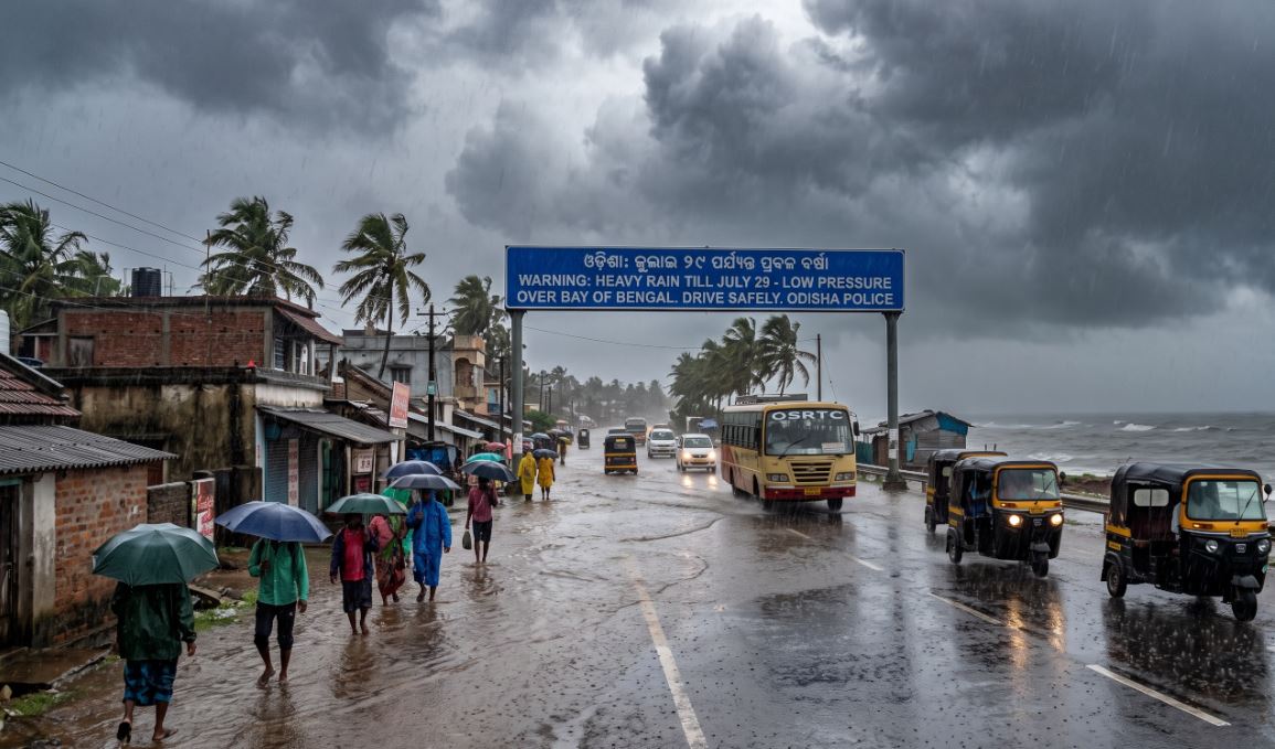 Low-Pressure Area Likely Over Bay of Bengal; Heavy Rain to Continue Across Odisha Till July 29